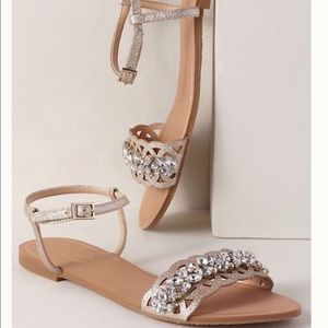 Bridal sandals- gold glitter with jewels - Badgley Mischka